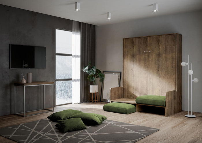 Letto Matrimoniale A Scomparsa 160 Kentaro Con Divano Noce e Verde