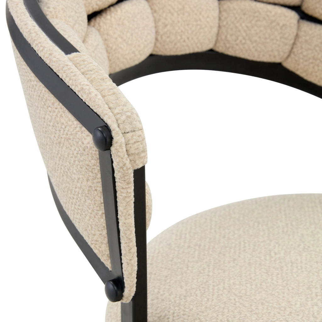 Sedia da Pranzo Set da 2 con Schienale Ergonomico Imbottito e Gambe in Metallo Velluto Beige Nero 64 × 57 × 78 cm