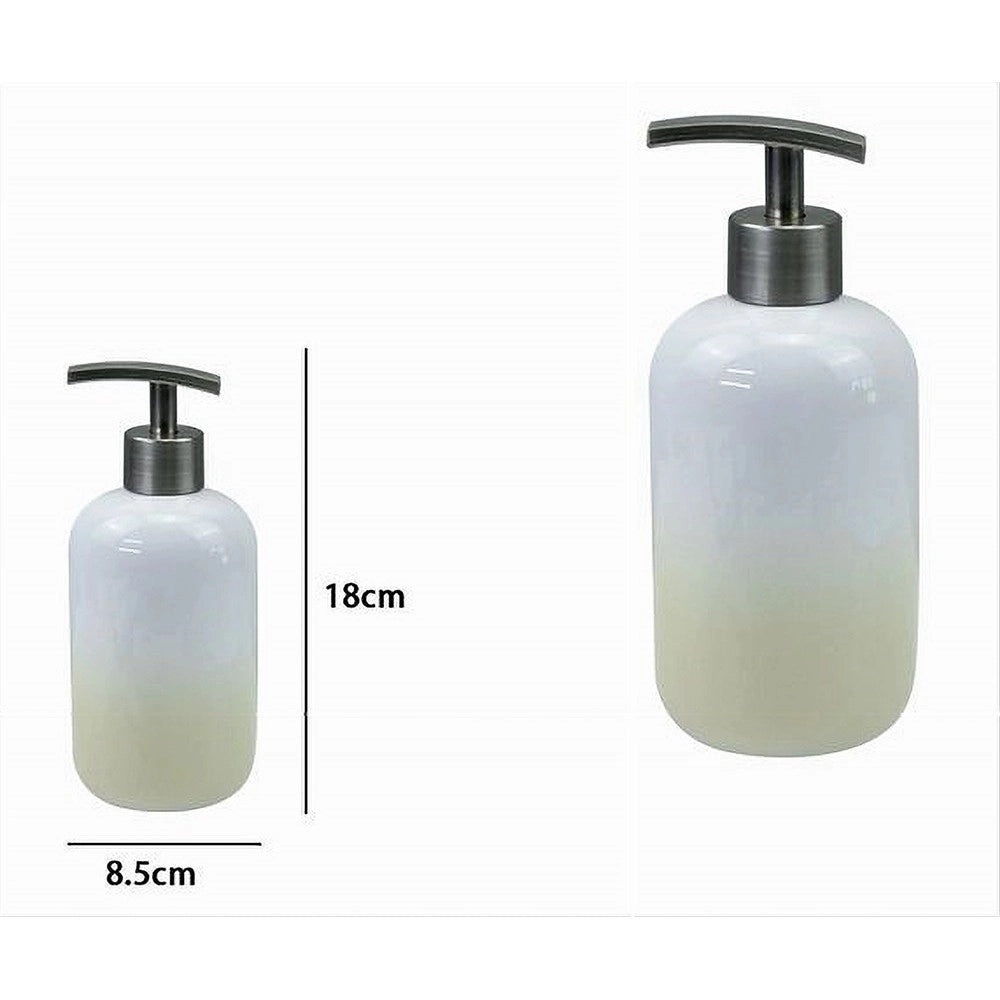 Trade Shop - Dispenser Portasapone Liquido Bianco Giallo Accessori Bagno Moderno Arredo 59902 -