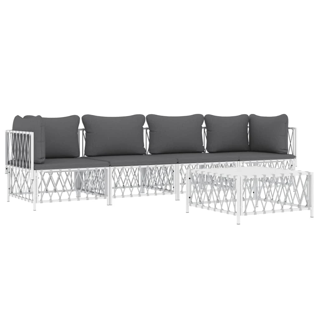 Mobili da giardino mobili da esterno set di mobili con cuscini 5 pezzi acciaio bianco 02_0018302