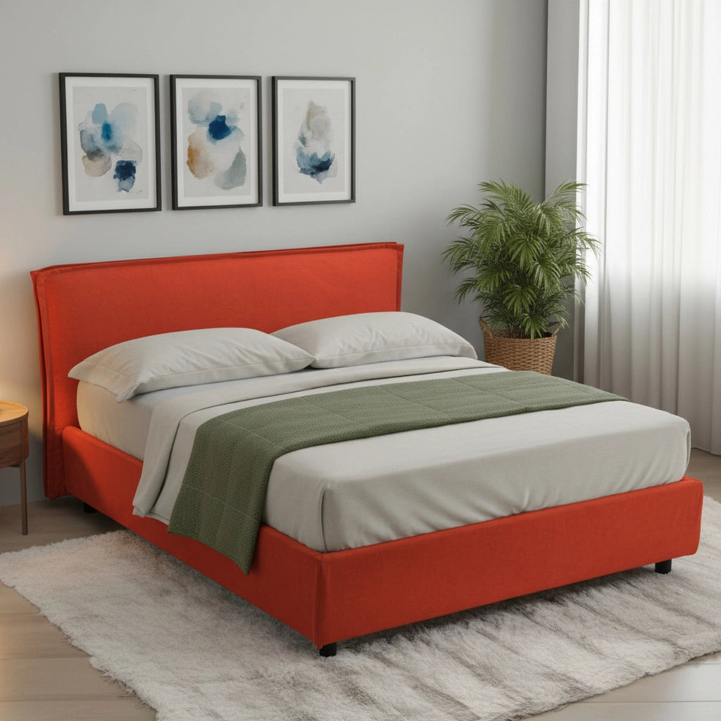 Brienza, Letto Alla Francese Materasso Incluso Made in Italy, Arancione