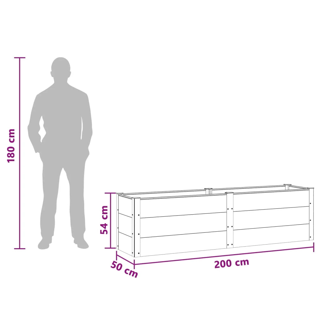 Letto rialzato da giardino Nero 200 x 50 x 54 cm alluminio 42038984
