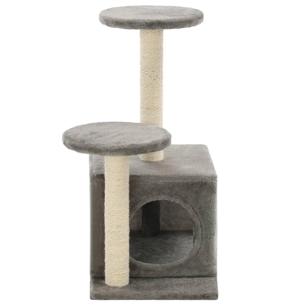 Tiragraffi albero per gatti cuccia per gatti peluche in sisal 60 cm grigio 3702218
