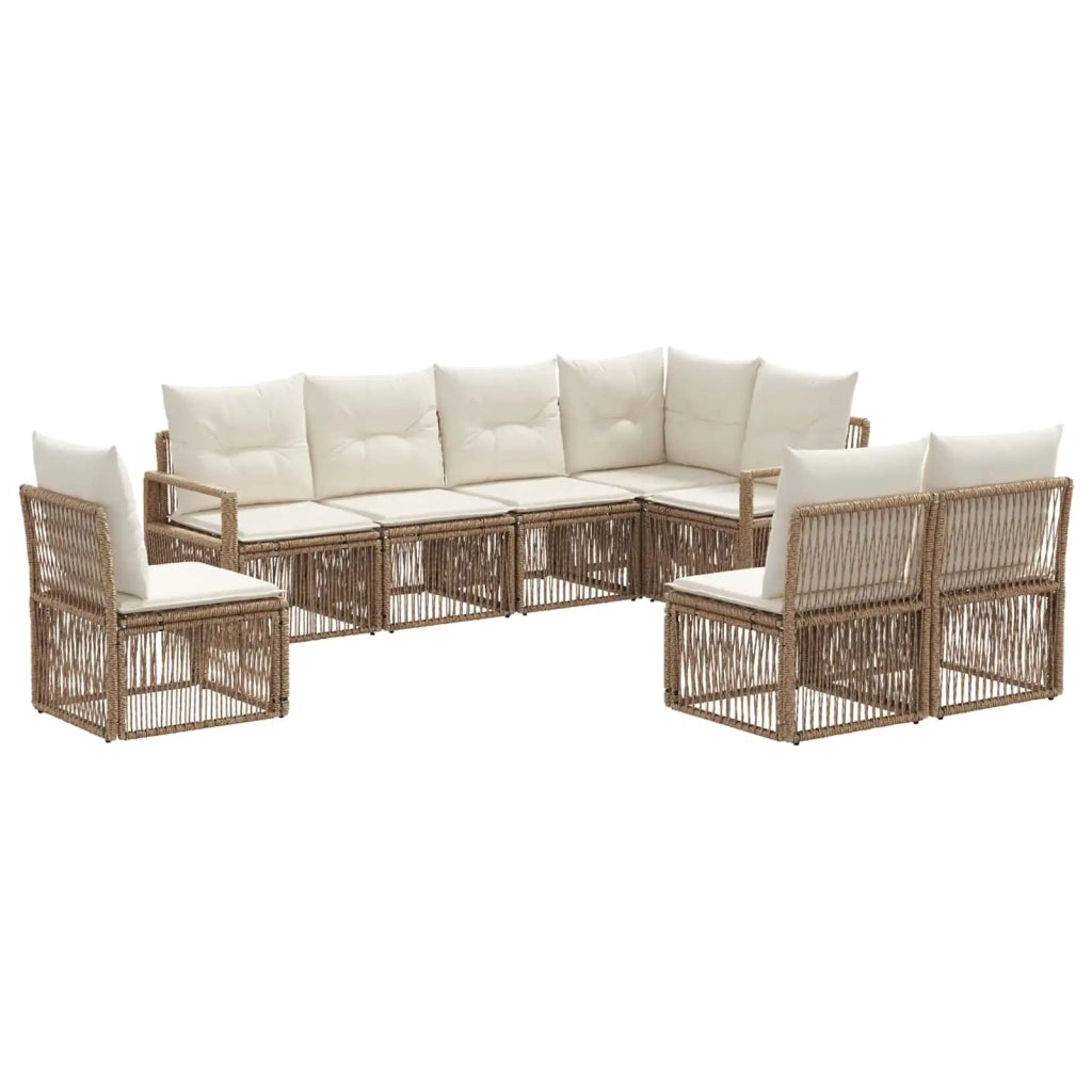 Set Divano da Giardino 8 pcs Beige polyrattan 3435729