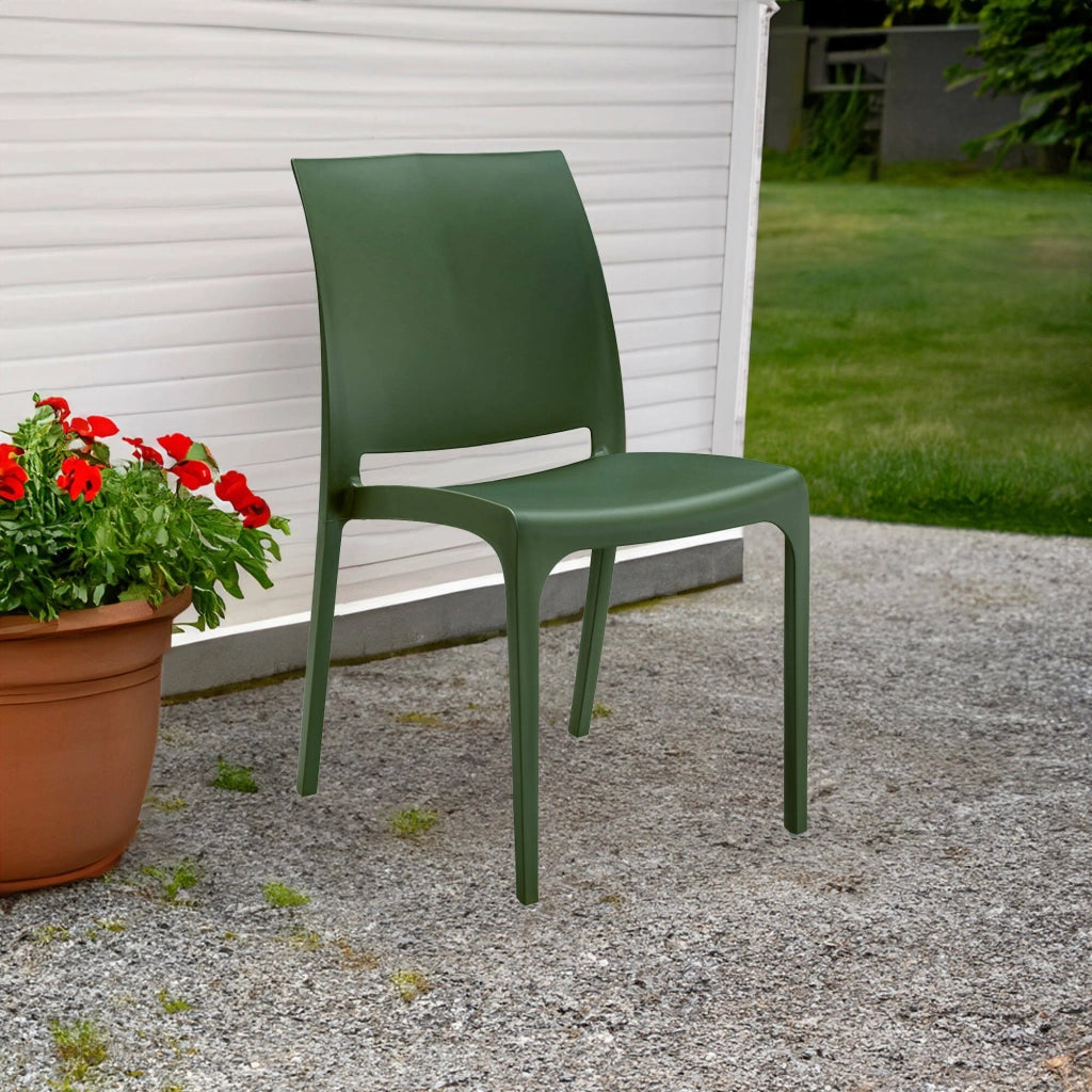 Sedia da esterno Camo, Seggiola da giardino, Seduta outdoor multiuso, Panchina da giardino, Made in Italy, 54x46 h80 cm, Verde