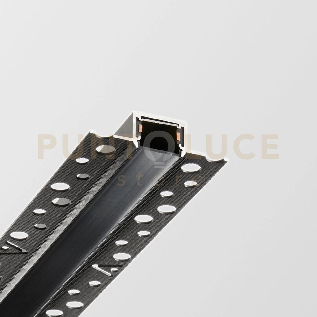 STICK RECESSED BINARIO IN ALLUMINIO 2000 mm NERO (Kit per montaggio profilo e tappi di chiusura inclusi)