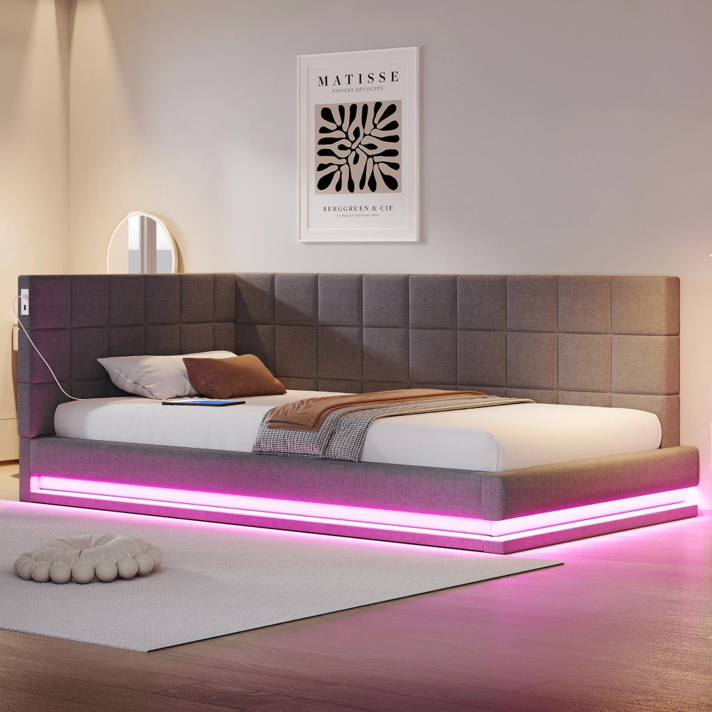 Letto divano multifunzione in lino 90x200 cm
