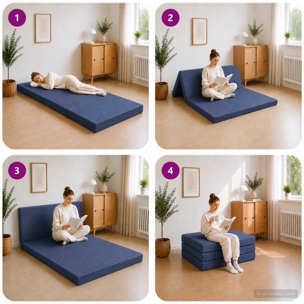Divano Letto Pieghevole 100 x 67 x 45 cm Blu 900201