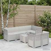 Divano da Giardino 7 Posti Aspetto Rattan PP Bianco 3444140