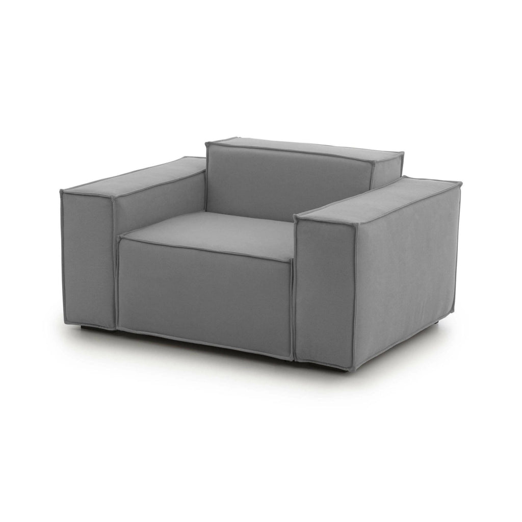 Poltrona Leonia, Poltrona da salotto, 100% Made in Italy, Poltroncina relax in tessuto imbottito, Cm 140x95h70, Grigio