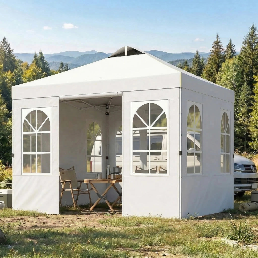 Tenda da giardino pieghevole 3x3 m con UPF50+ ¨C zephmum ¨C 4 laterali, bianco