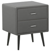 Comodino Grigio Rivestimento in Ecopelle 2 Cassetti Comodino Design Moderno Minimalista Gambe Nere