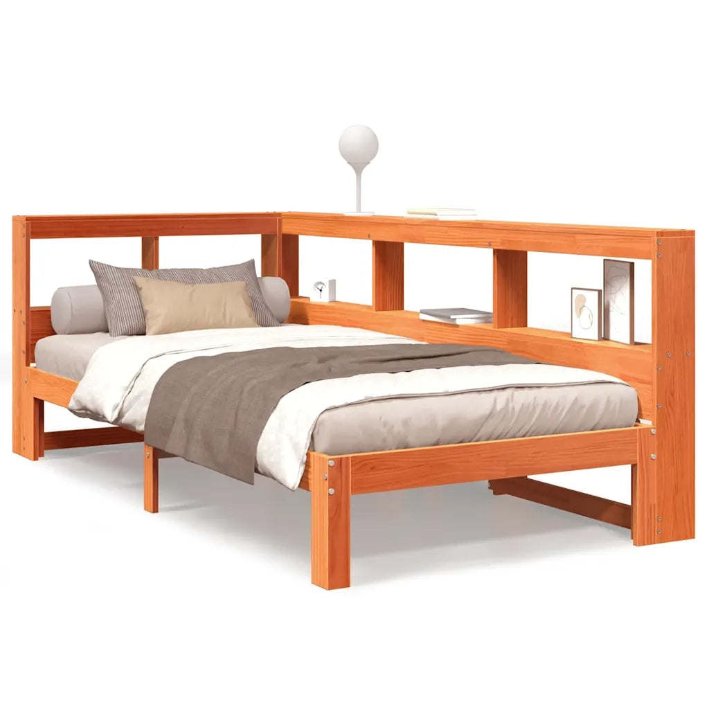 Letto Libreria senza Materasso Marrone Cera 90x190 cm in Pino 3324405