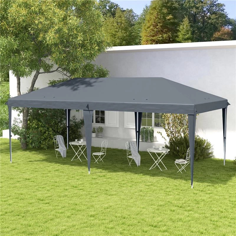 GAZEBO DA GIARDINO POP-UP 6X3 M PIEGHEVOLE TENDONE PER FESTE CON SACCA DI TRASPORTO GRIGIO