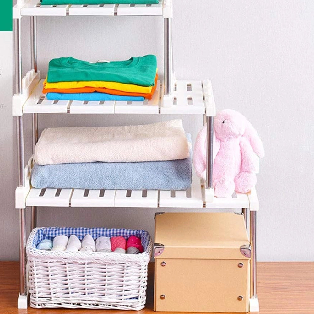 Trade Shop - Mensola Sovrapponibile Salvaspazio Organizer Impilabile Armadio Mobili 65x24x20 -