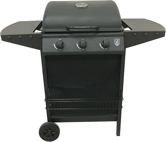 Barbecue a Gas 3 Fuochi Thomas Fuoco Principale da 2,9 kW Accensione Piezoelettrica in Acciaio Smaltato Nero