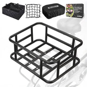 Keeper - Cestino Posteriore per Bicicletta Portaoggetti con Tasca in Stoffa Rete Elastica e Copertura in Metallo Nero