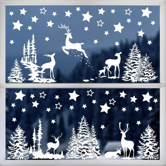 Decorazioni per finestre per Natale - 210 pezzi - Foglia decorativa per finestre riciclabile - Per interni - Luccicante - Atmosfera invernale