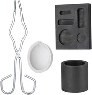 Kit di Smaltatura con Crucibolo Grafite - 4 Pezzi: Alto Rendimento Smaltatore + Manico + Ciotola + Kit di Smaltatura Ingotto Combinato con Candelotto di Forma