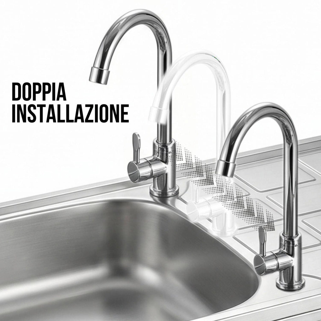 Lavandino in Acciaio Inox Autoportante con Rubinetto e 2 Ripiani – Lavello 1 Vasca con Gocciolatoio Reversibile da Cuc