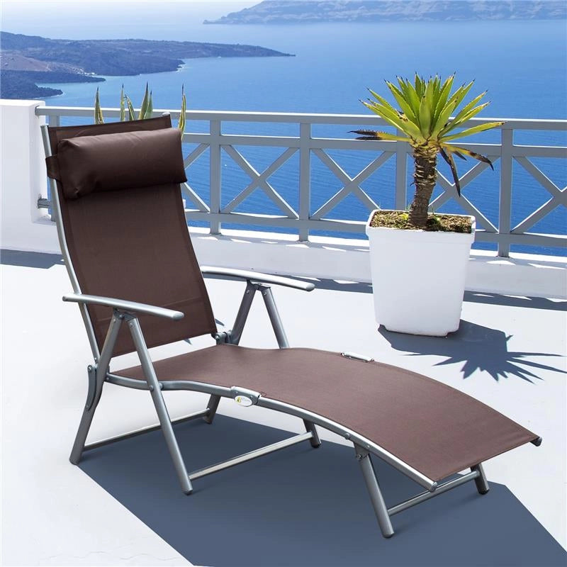 SDRAIO PRENDISOLE RELAX RECLINABILE PIEGHEVOLE CON CUSCINO GIARDINO MARRONE