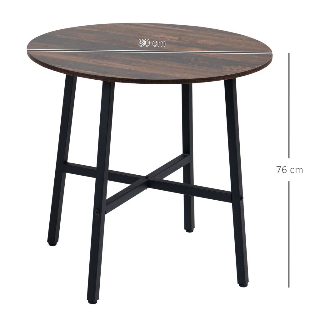 Tavolo da pranzo - per 4 persone - 80x80x76 cm - acciaio - marrone - per cucina e sala da pranzo