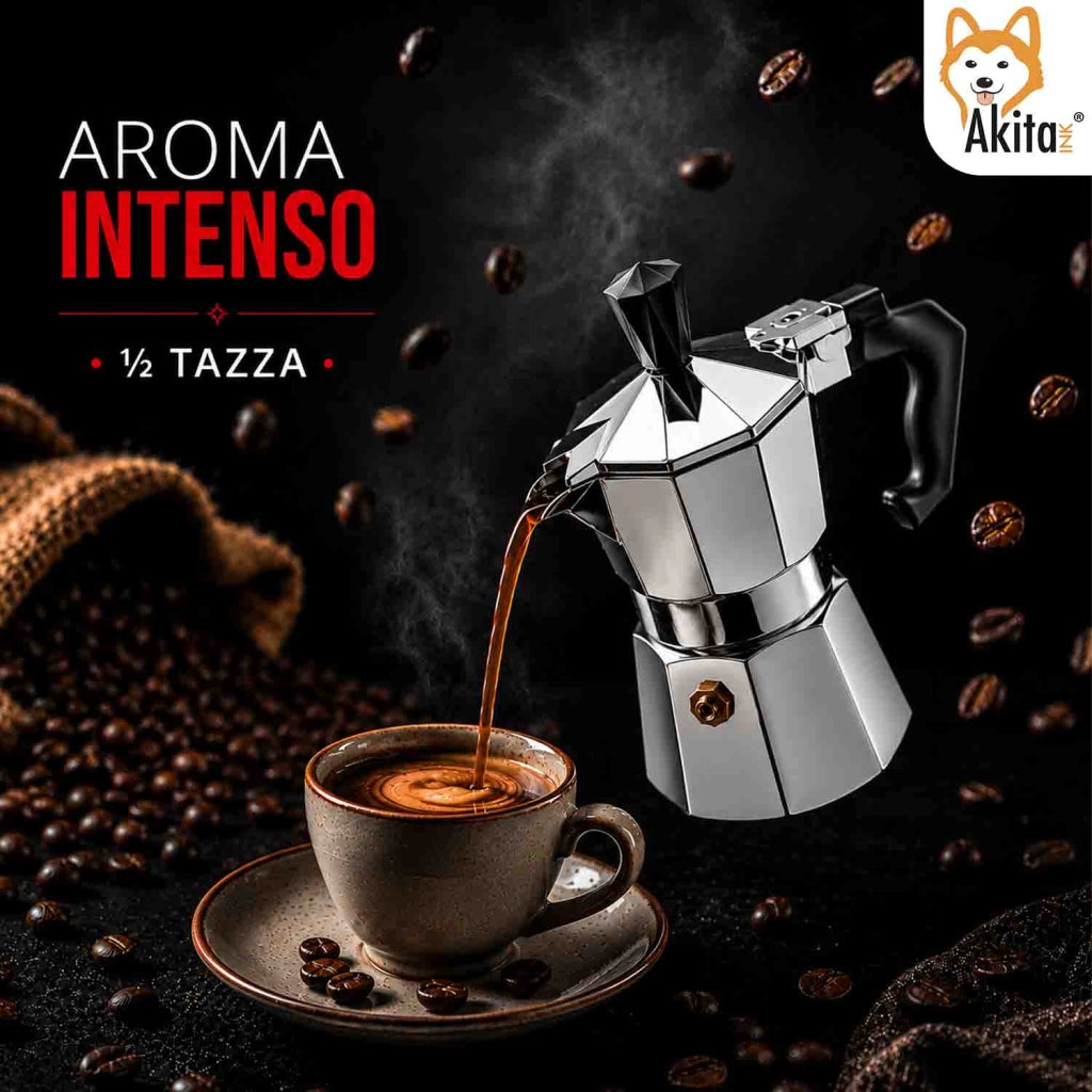 Akitaink Caffettiera Moka Mezza Tazza con Valvola di Sicurezza