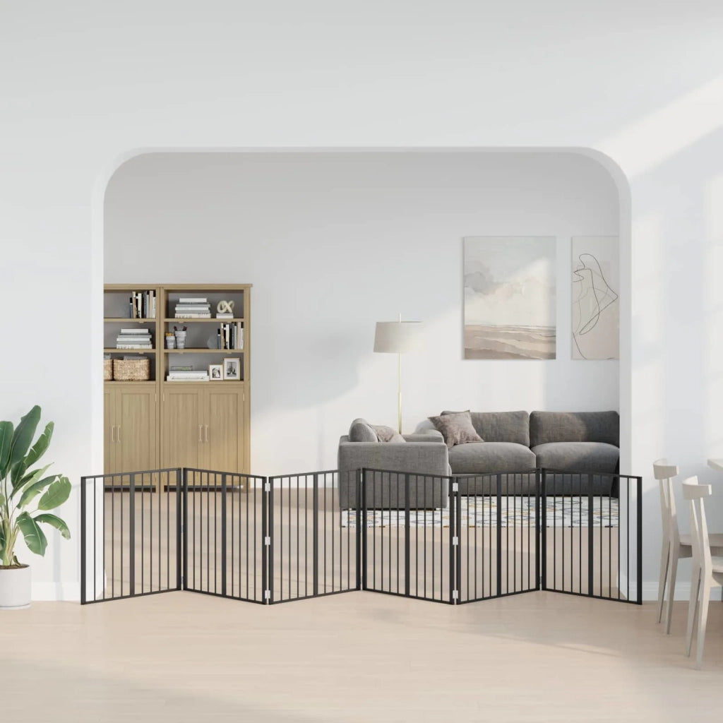 Cancello per cani 6 pcs Nero 80 x 80 cm Acciaio zincato 892007