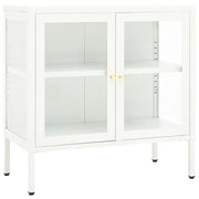 Buffet credenza cassettiera armadio mobile contenitore organizer per cucina soggiorno salotto 70 x 35 x 70 cm acciaio e vetro bianco 02_0030490