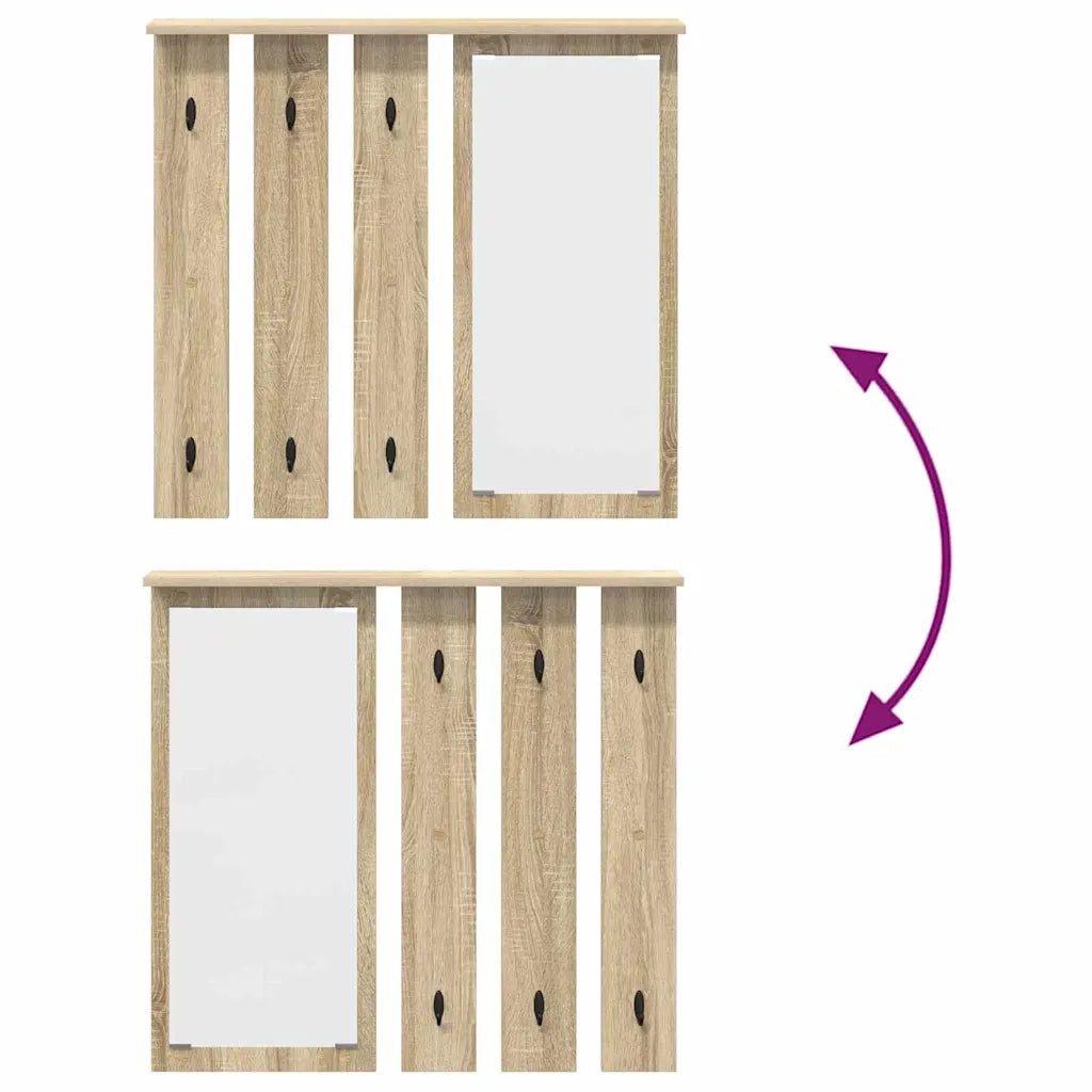 Appendiabiti a muro con specchio rovere sonoma 84 x 10 x 80 cm CFW4134538