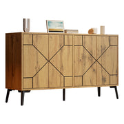 Credenza con 4 ante e 4 vani; apertura a pressione - per soggiorno - in MDF - 120×35×69 cm - naturale