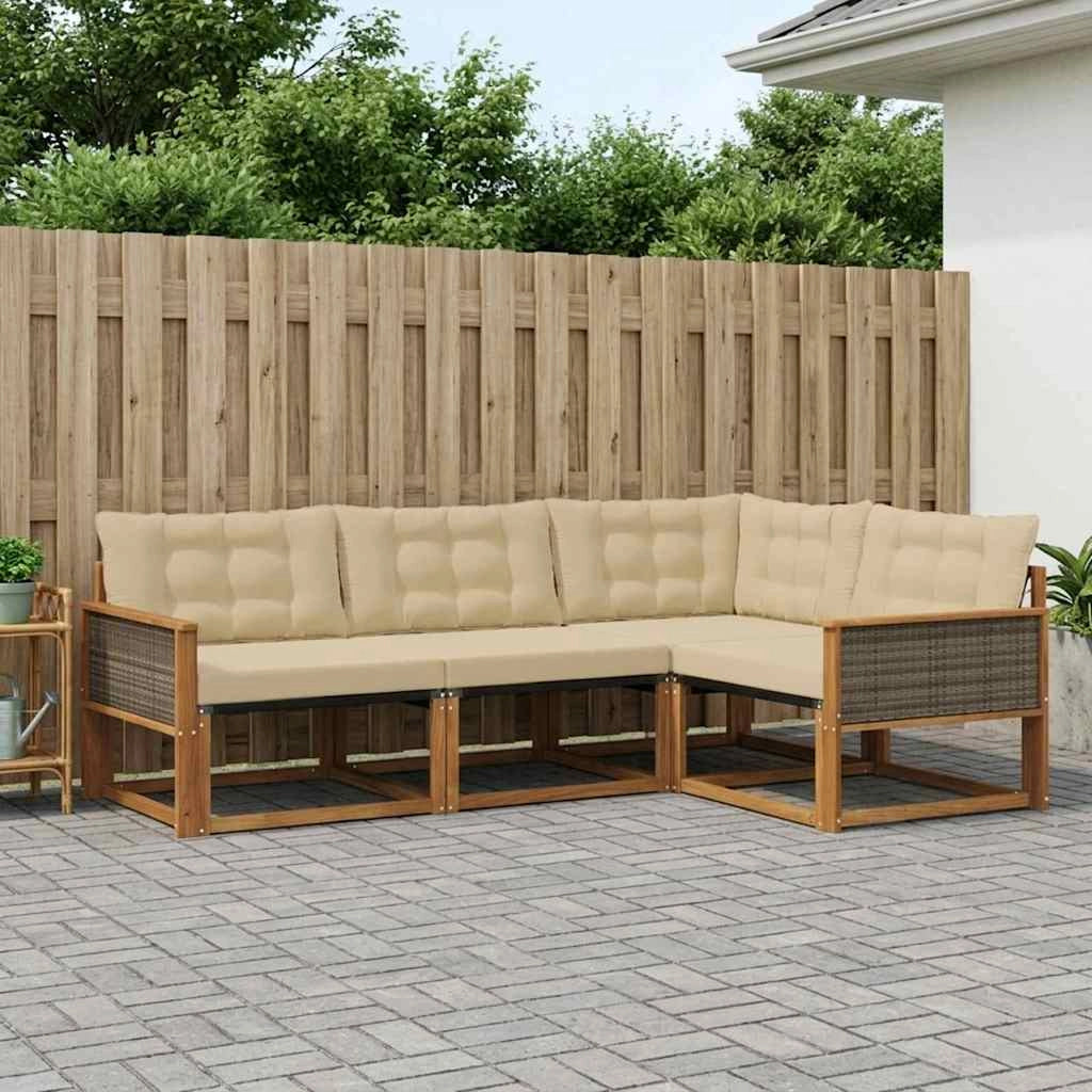 Set di divani da esterno 4 pz Naturale e Beige 3381389