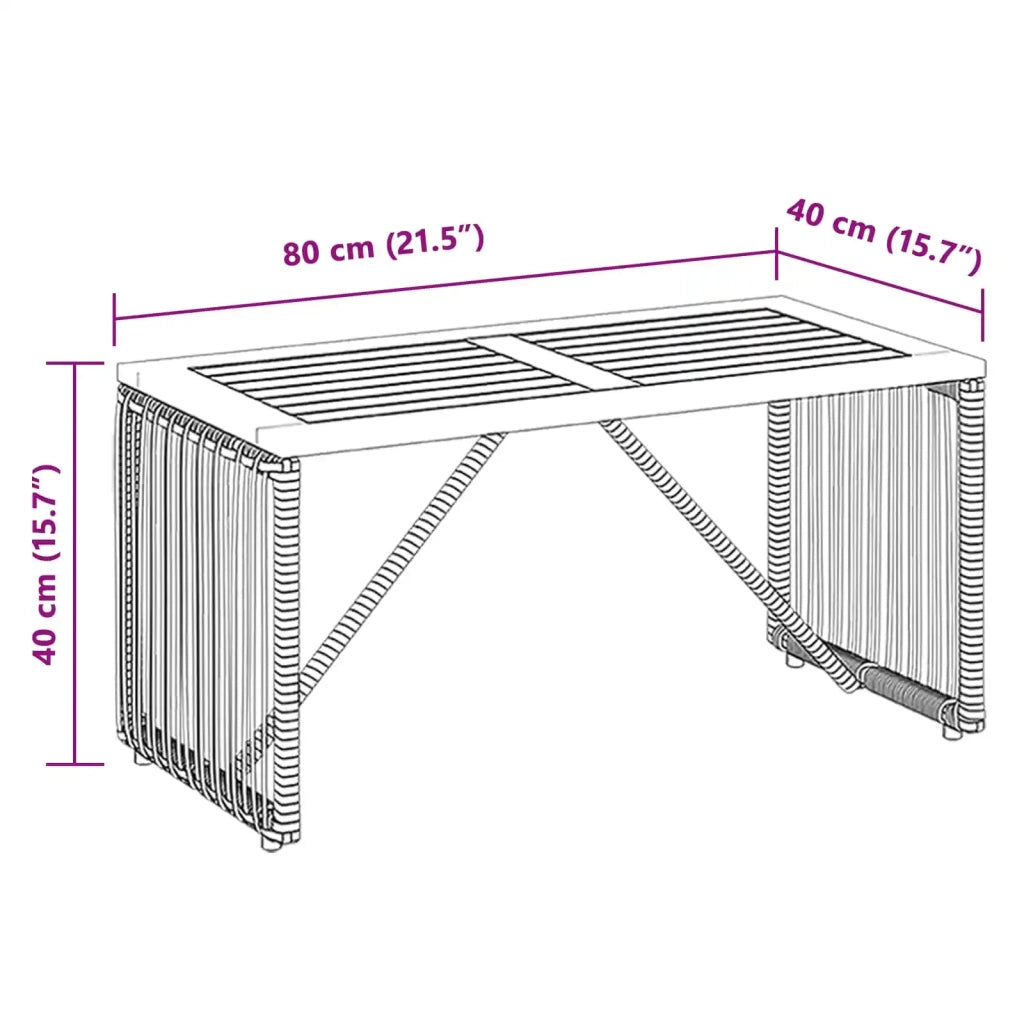 Tavolo da Esterno Nero e Marrone 80 x 40 x 40 cm polyrattan
