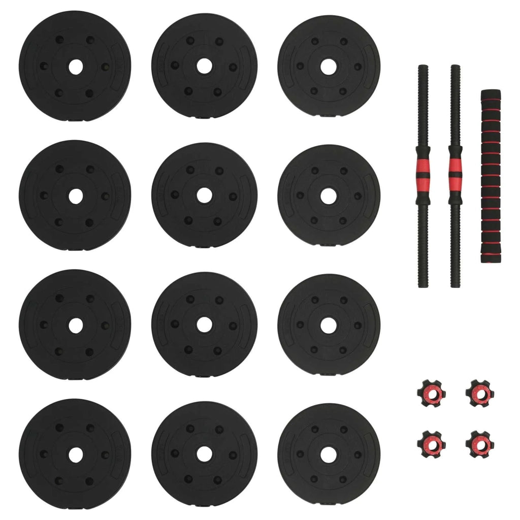 Set Manubri e Bilanciere 2-in-1 20 kg Nero e Rosso 42023463