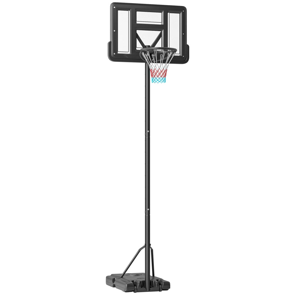 Canestro da basket 2 in 1 con altezza regolabile, base riempibile e ruote, per esterni e piscina, nero