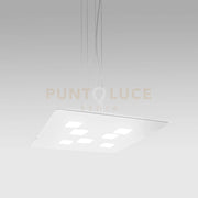 GISELLE S - SOSPENSIONE COLORE BIANCO IN METALLO E ALLUMINIO BIEMISSIONE 10 LUCI ATTACCO GX53