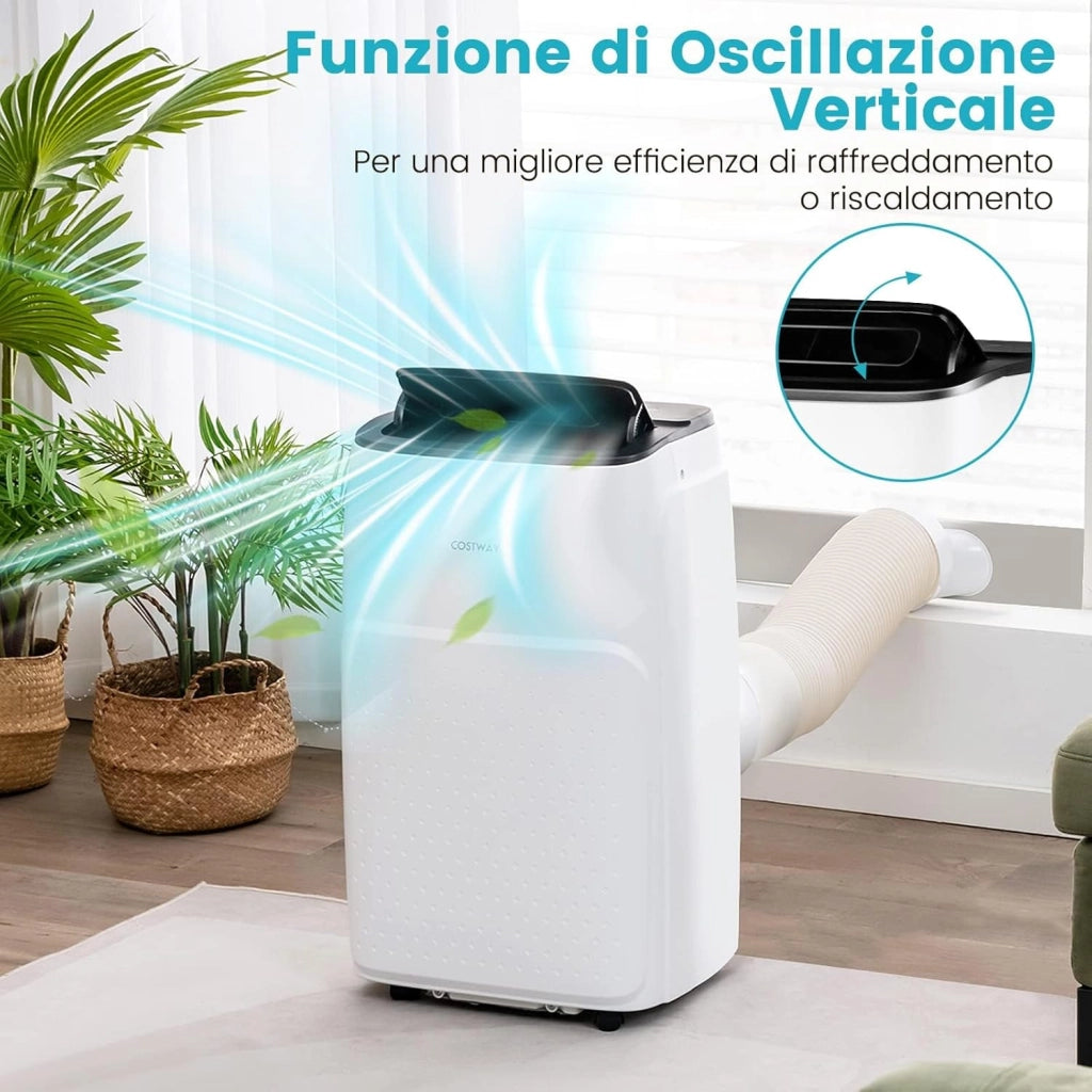 Condizionatore Portatile Caldo e Freddo, 12000BTU/3,5kW, 5 in 1 con Riscaldamento, Raffreddamento, Ventola, Deumidificazione, Modalità Notturna, 24H Timer, R290 (12000BTU|25m²+|Pro)