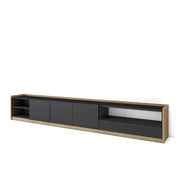 Mobile TV Soggiorno, 310x50x37 cm, Per TV fino a 80", Mobile Soggiorno, Nero e rovere