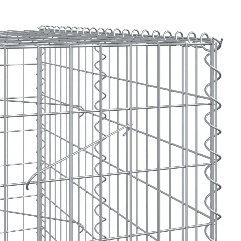 Gabbione recinto a gabbia muro di contenimento con coperchio 400 x 100 x 200 cm ferro zincato argento 02_0040161