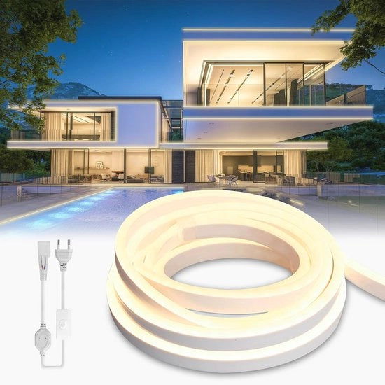 Striscia LED a Neon Acqua-Resistente per Esterni - 120 LED/m - Striscia di Luce Flessibile per DIY - Bianco Naturale