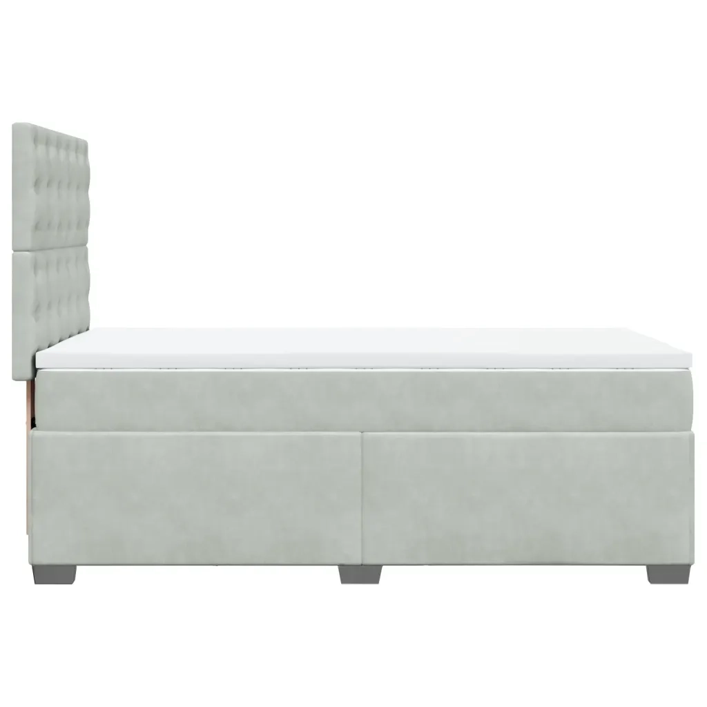 Giroletto a Molle con Materasso Grigio Chiaro 100x200cm Velluto 3290846