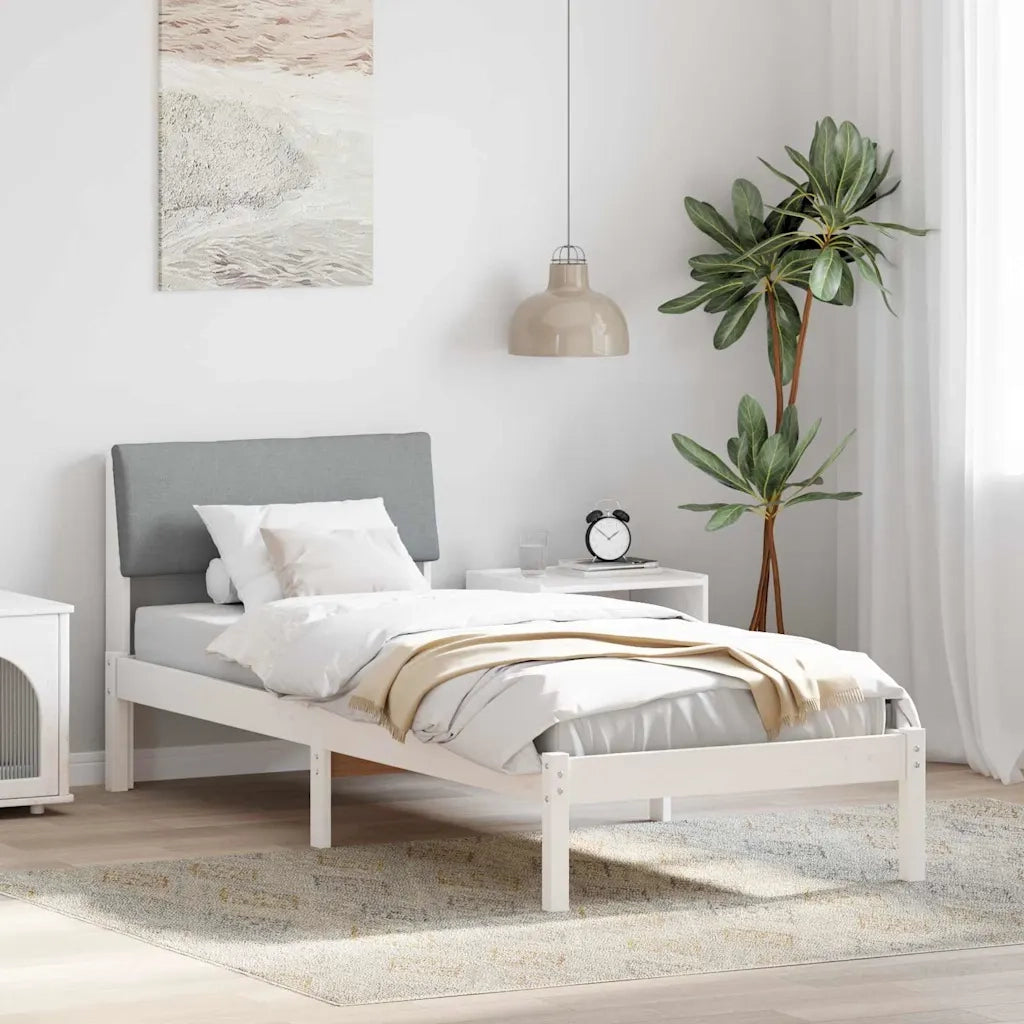 Struttura del Letto Bianco e grigio chiaro 75 x 190 cm 878583