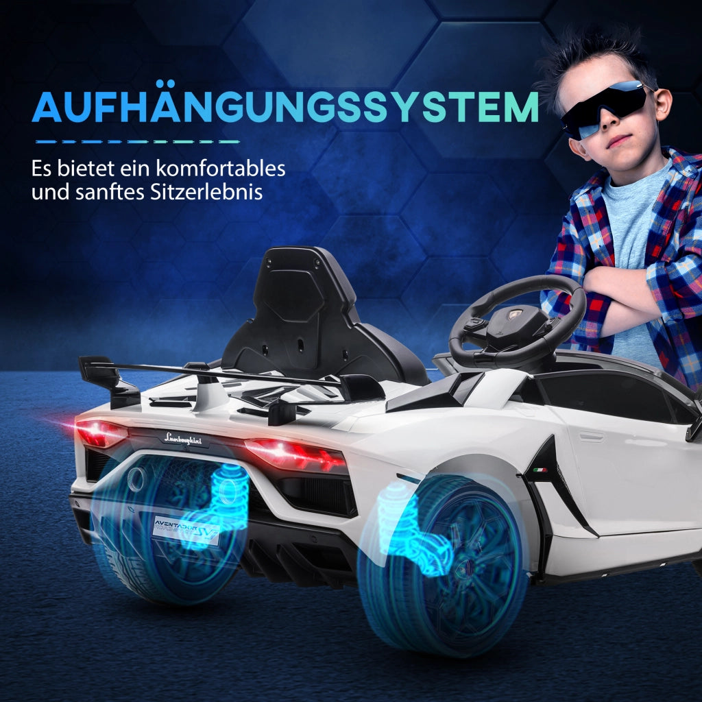 Auto per bambini Lamborghini Aventador ¨C zephmum ¨C Bianco con porte ad ala, musica e clacson