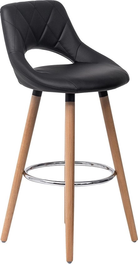 Sedile da Cucina in Pelle Finta - con Schienale - Stile Rurale e Moderno - Sedile da Cucina, Sedile da Cucina in Pelle Finta - Nero