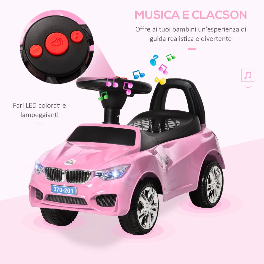 Macchinina Cavalcabile per Bambini con Volante e Musiche ¨C zephmum ¨C Rosa 63.5x28x36 cm