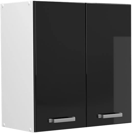 Pensile da cucina R-Line, Nero lucido, 60 cm, per la libera combinazione all'interno di sistemi cucina modulari