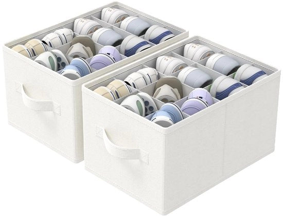Organizzatore per scarpe - Risparmia spazio - Bianco avorio - 24 paia