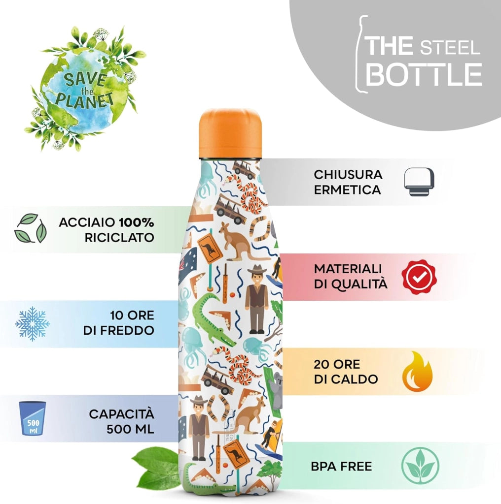 The Steel Bottle Bottiglia termica in Acciaio Inox Capacità 500 ml Chiusura Ermetica - Sydney