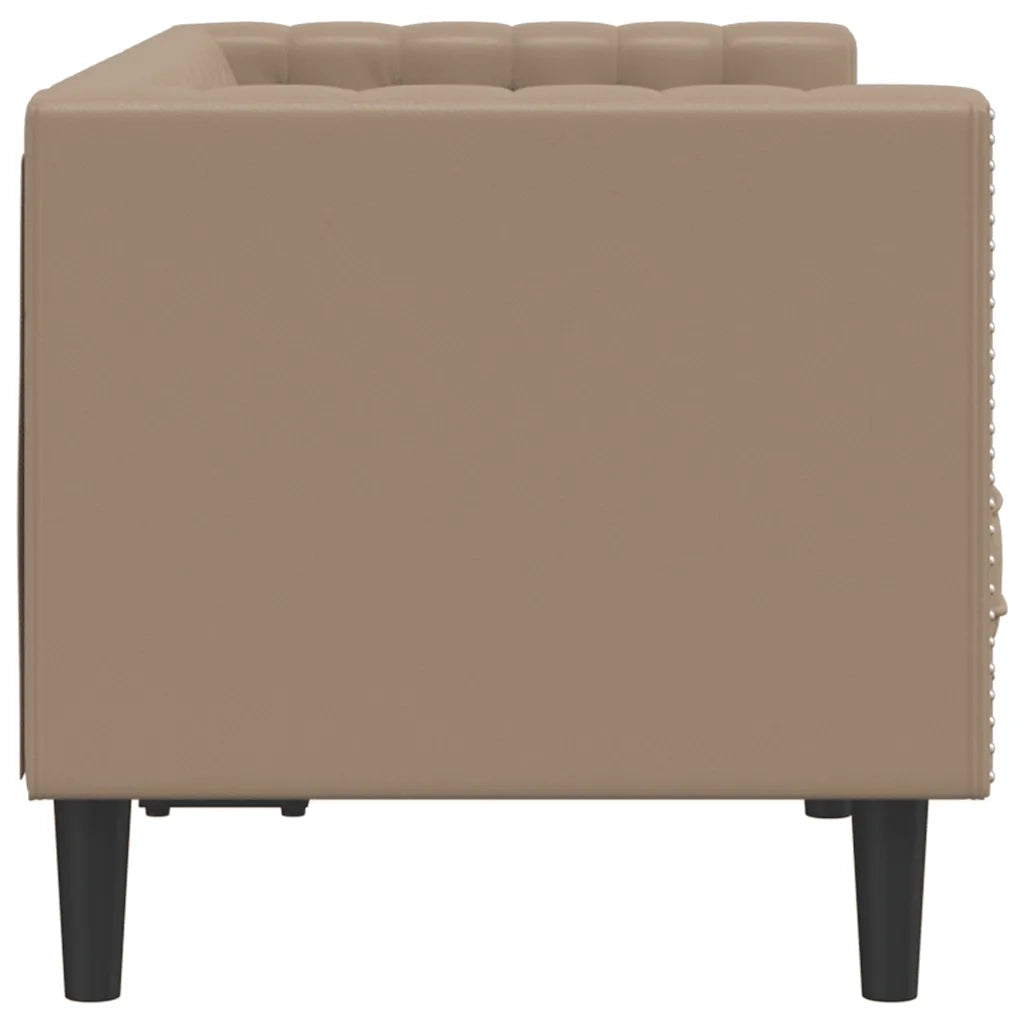 Divano Sedia-Poltrona Chesterfield a 2 Posti Cappuccino in Similpelle