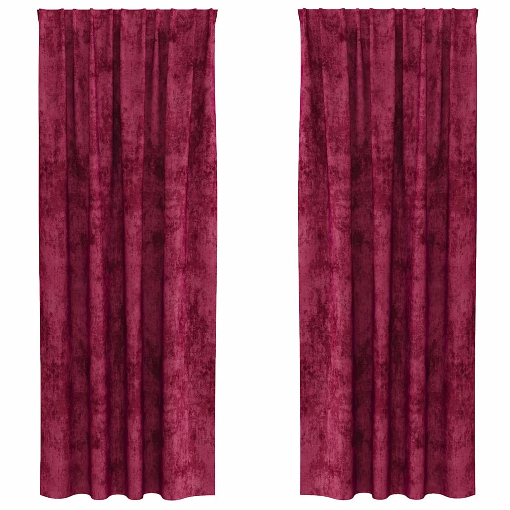 Tende in Velluto 2 pz Rosso Vino 260 x 140 cm Velluto